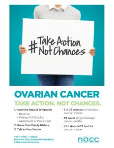 Learn more about ovarian cancer at the National Ovarian Cancer Coalition.