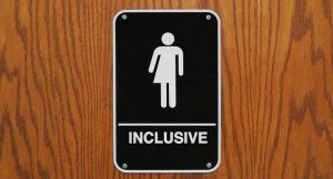 An inclusive bathroom sign