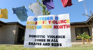 A poster on Domestic Violence Awareness Month