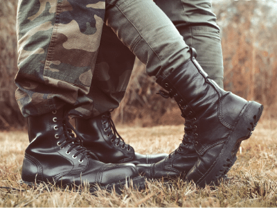 Couple in military boots