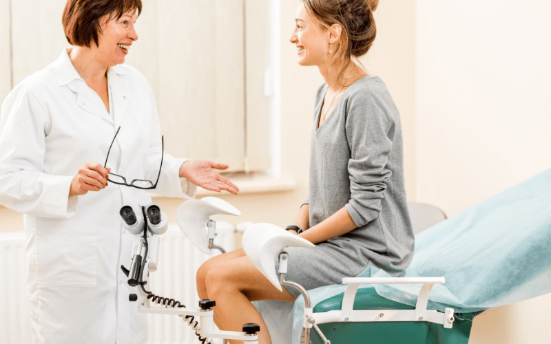 A woman speaking with her doctor