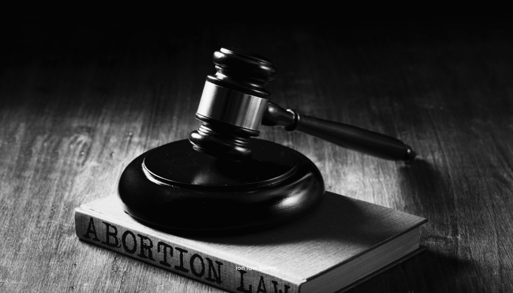 Abortion law book with a gavel