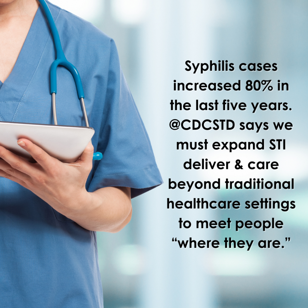 Syphilis has increased by 80% in the last five years