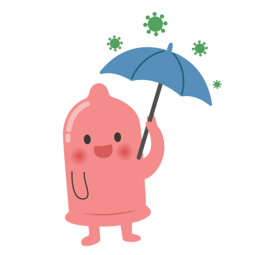 A condom holding an umbrella