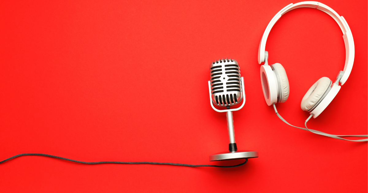 A microphone and a pair of headphones
