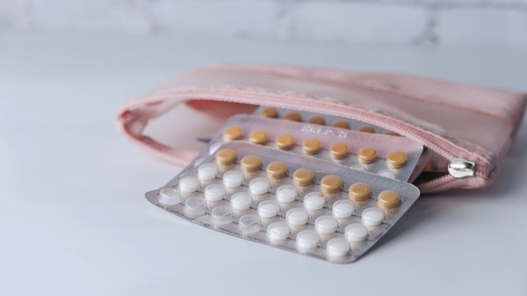 Birth control pills in a bag
