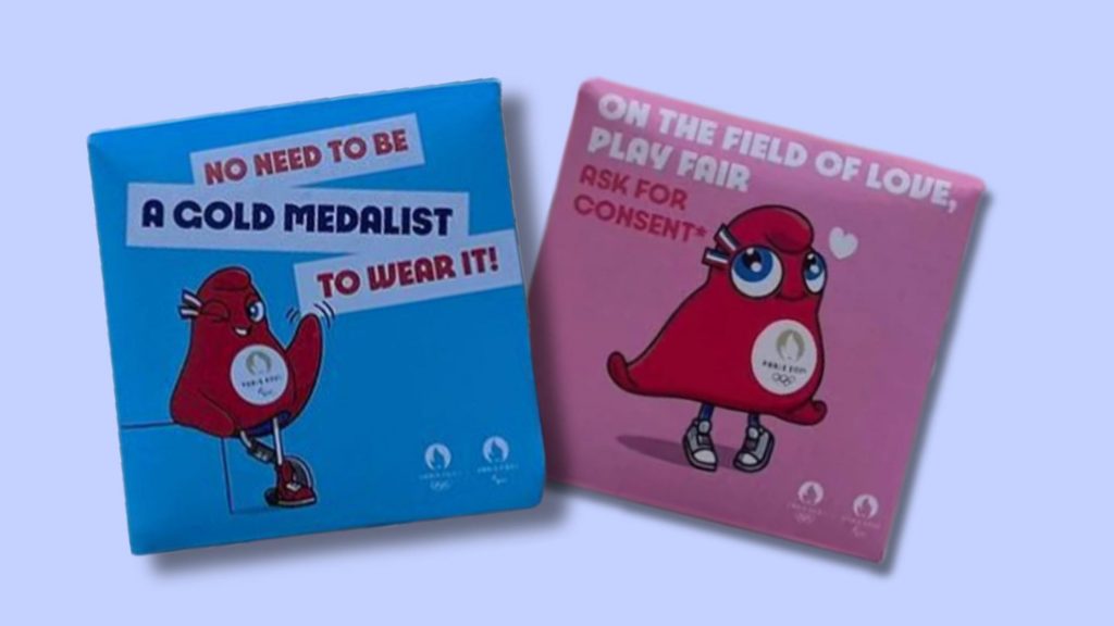 Condom covers with the text of No need to be a gold medalist to wear it! On the field of love, play fair, ask for consent.