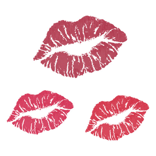Three sets of lips