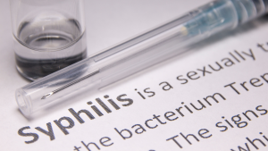 A needle with syphilis treatment