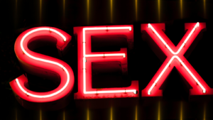 A sign with the word "Sex"